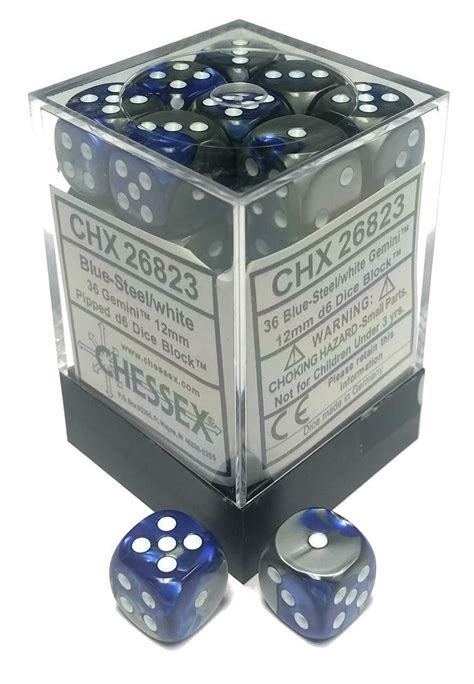 Chessex Dice - White-Blue-Steel